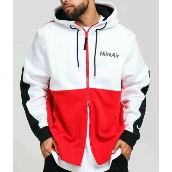 Nike Air Men's Hooded Zip Up Sweatshirt White Size Medium - Picture 1 of 8